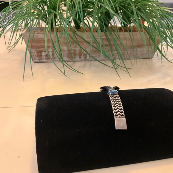 Vintage Sterling silver Hecho En Mexico Beautiful  Flower/Blue Stone Bracelet - Picture 4 of 4